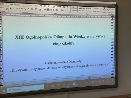  Etap szkolny XIII Ogólnopolskiej Olimpiady Wiedzy o Turystyce