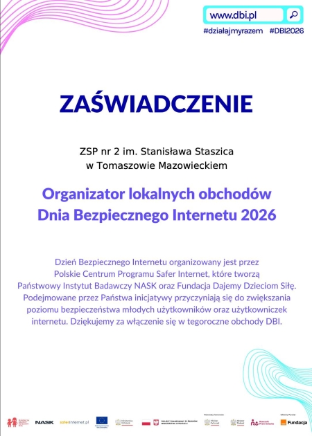 Bezpieczeństwo w sieci - działania naszej szkoły w ramach DBI